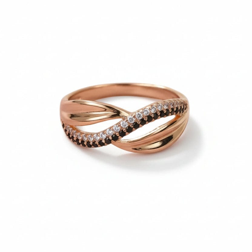 Erin - Twisted Ring with Black & White Zirconia